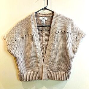 MAGASCHONI Sz S Open Front Drop Shoulder Super Soft Knit Cropped Ribbed Hem Vest